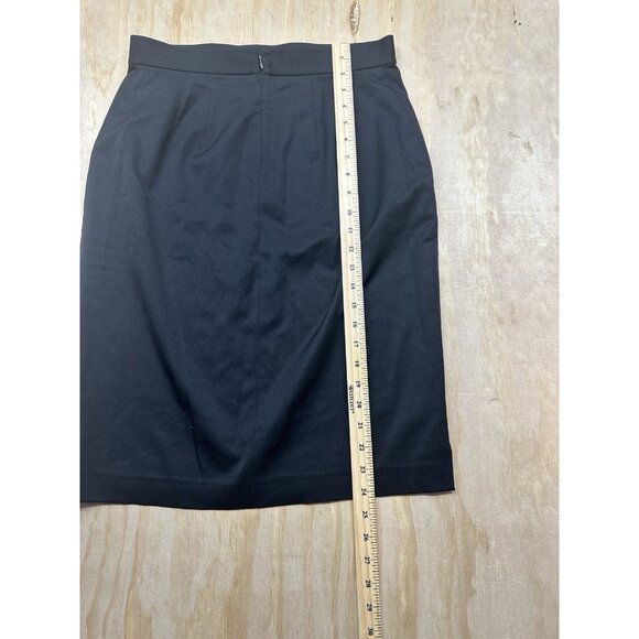 St John Wool Pencil Skirt Size 6 Black Silk Lined Stretch Knee Length Capsule - Picture 4 of 6